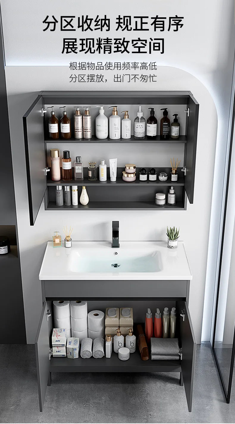 bathroom cabinet Combination bathroom Ceramic integrated double basin Deepening face washstand Customizable