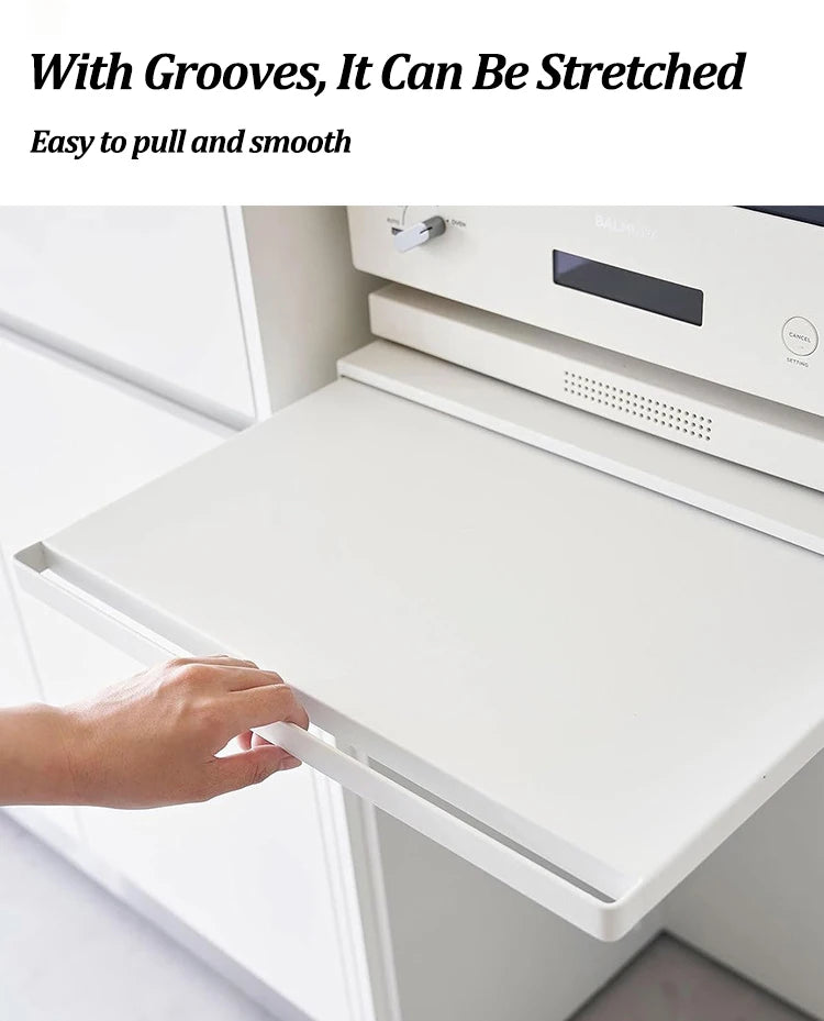 Kitchen Microwave Drawer Storage Rack Oven Tableware Bottom Pull-out Storage Shelf Partition Holders Kitchenware Organizer