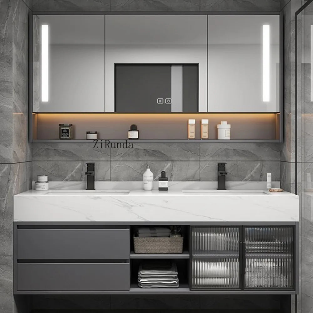 60-Inch double sink basin bathroom vanity, suitable for family hotel or apartment use