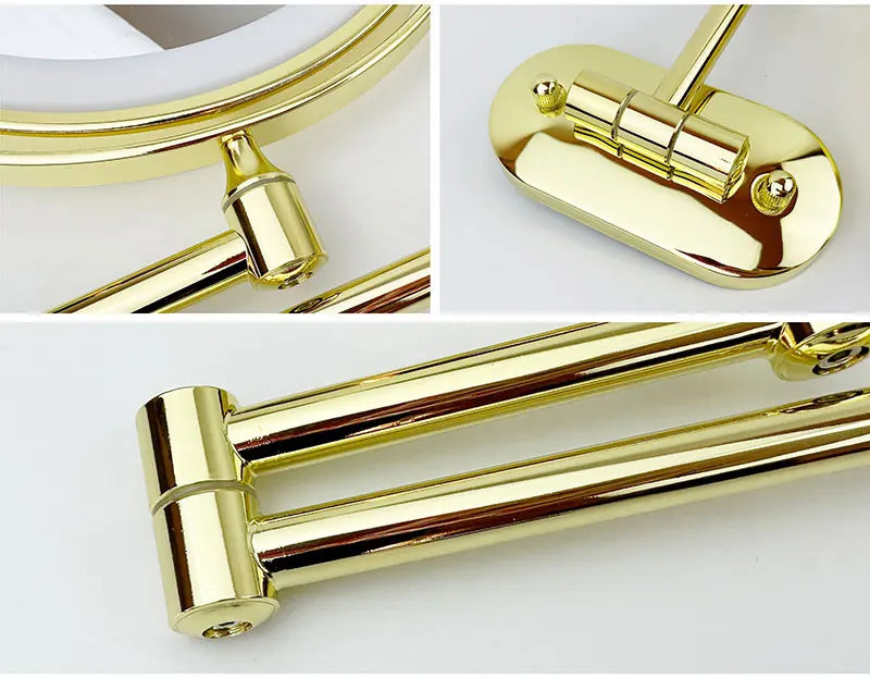 8 inch Makeup Mirror Matte Gold 3x/5x/7x/10x Magnifying Double Side USB Charging Bathroom 3 color light Cosmetic Mirrors
