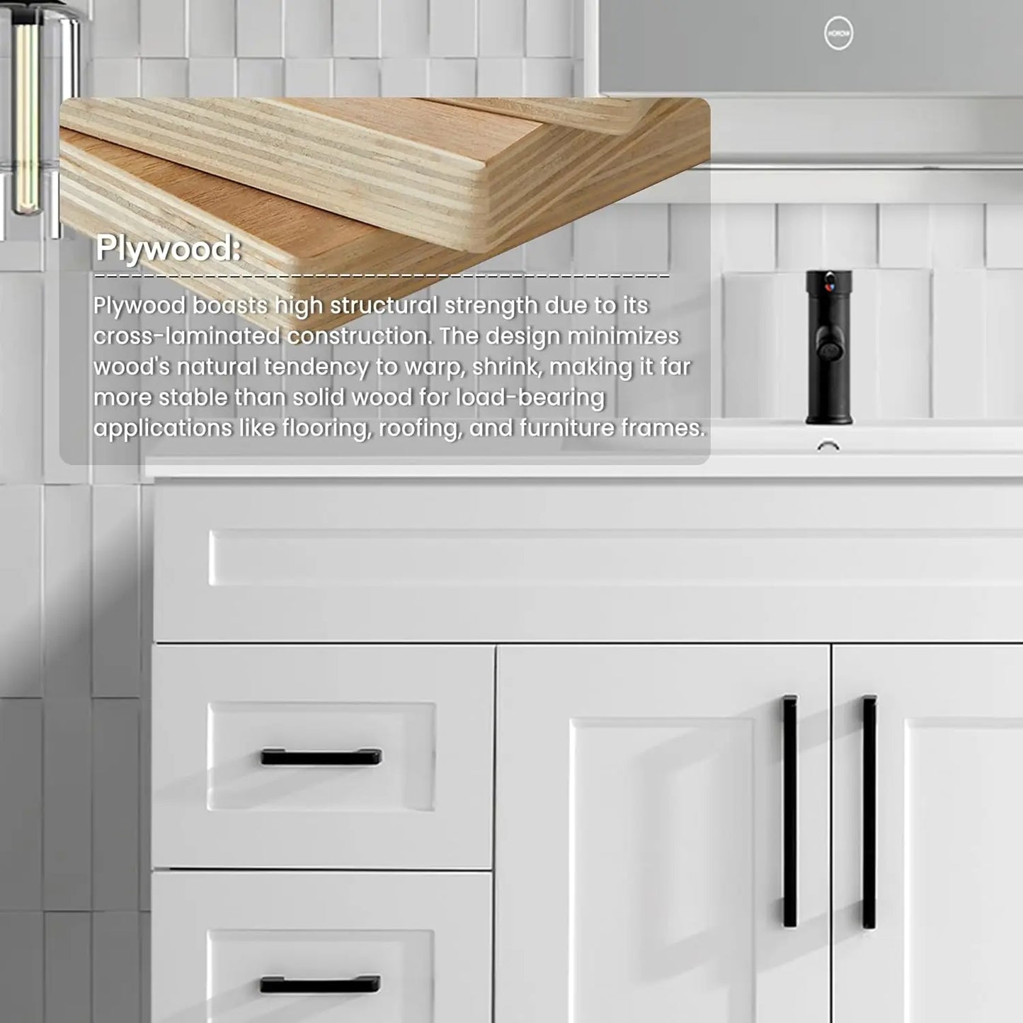 White Bathroom Vanity Cabinet with Resin Sink Combo Soft Close Doors 6 Drawers Modern Storage, Customized