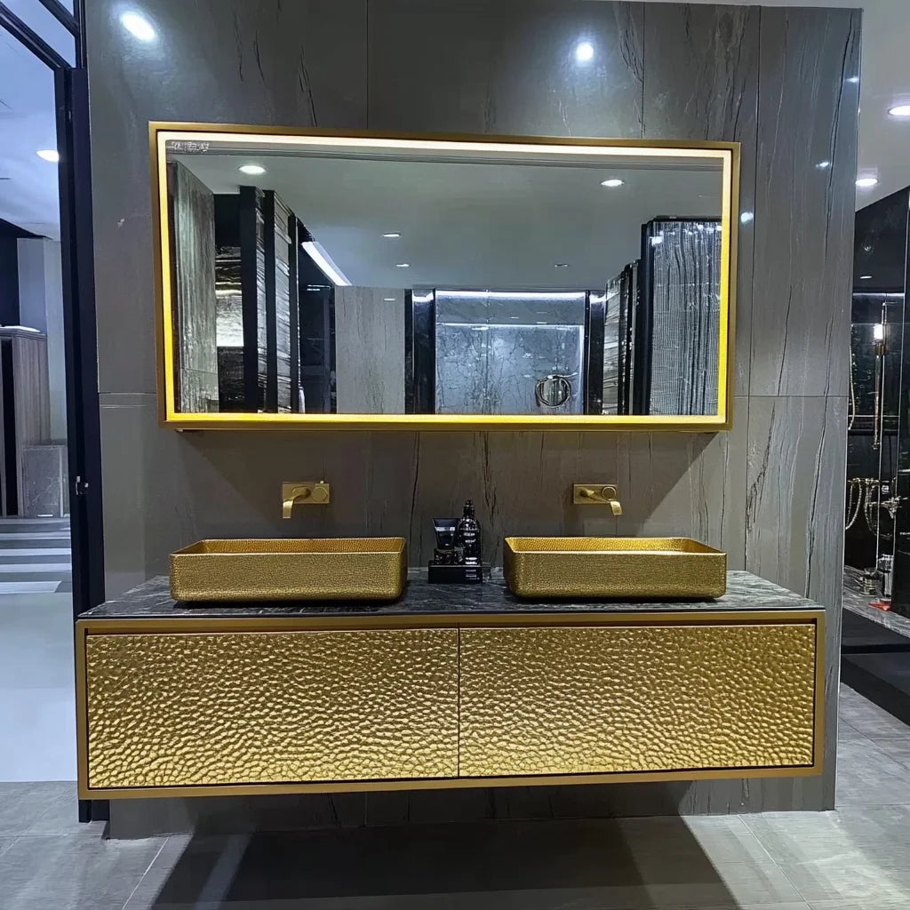 Luxury Gold Bathroom Vanity Wash Cabinet Marble Top Bathroom Cabinet Bathroom Vanity With Sink 36 Inch Customizable