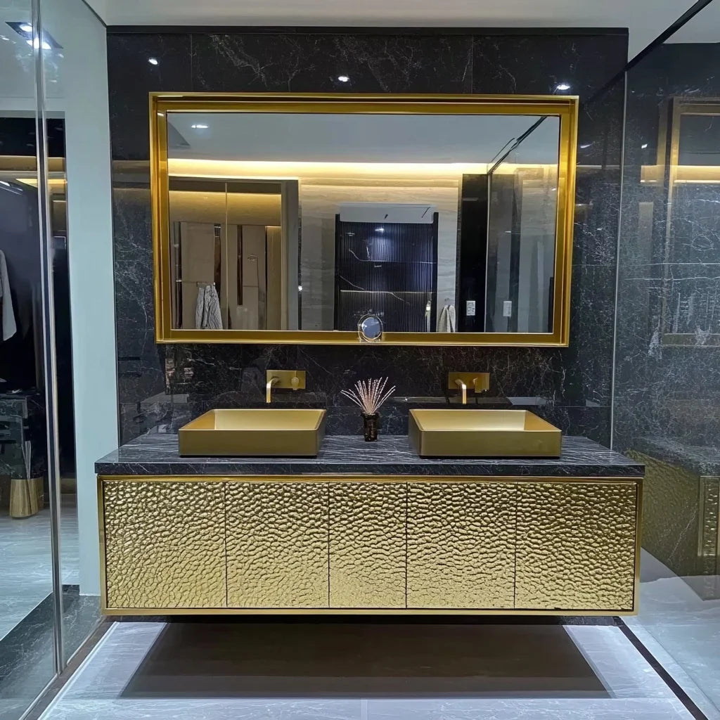 Luxury Gold Bathroom Vanity Wash Cabinet Marble Top Bathroom Cabinet Bathroom Vanity With Sink 36 Inch Customizable