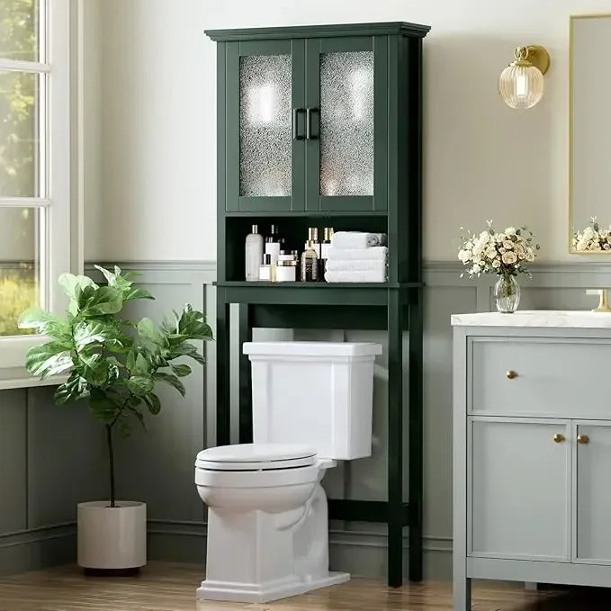 Bestsellerover the toilet storage cabinet, over toilet storage with glass doors and adjustable shelf, thicken frame above the to
