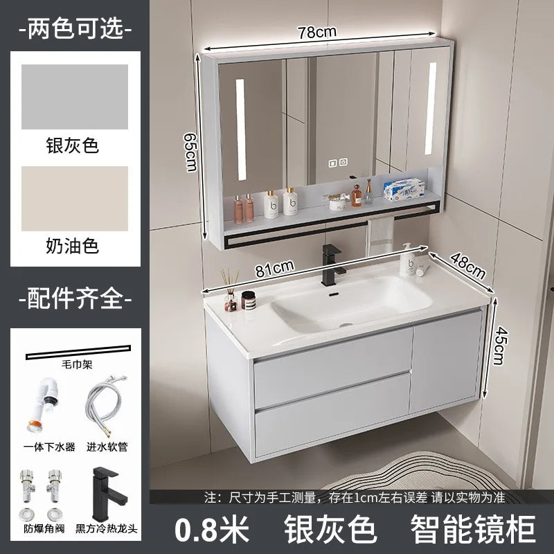 bathroom cabinet combination ceramic basin integrated basin washbasin washbasin cabinet Customizable