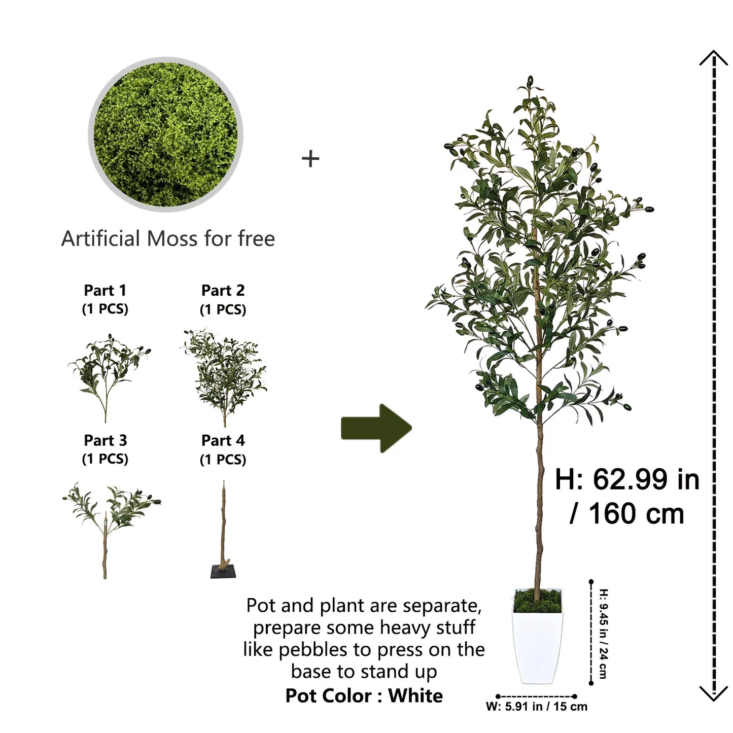 120-180CM Artificial Olive Tree Branch Without Pot Modern Minimalist Fake Plant for Home garden Living Room Balcony shops Decor