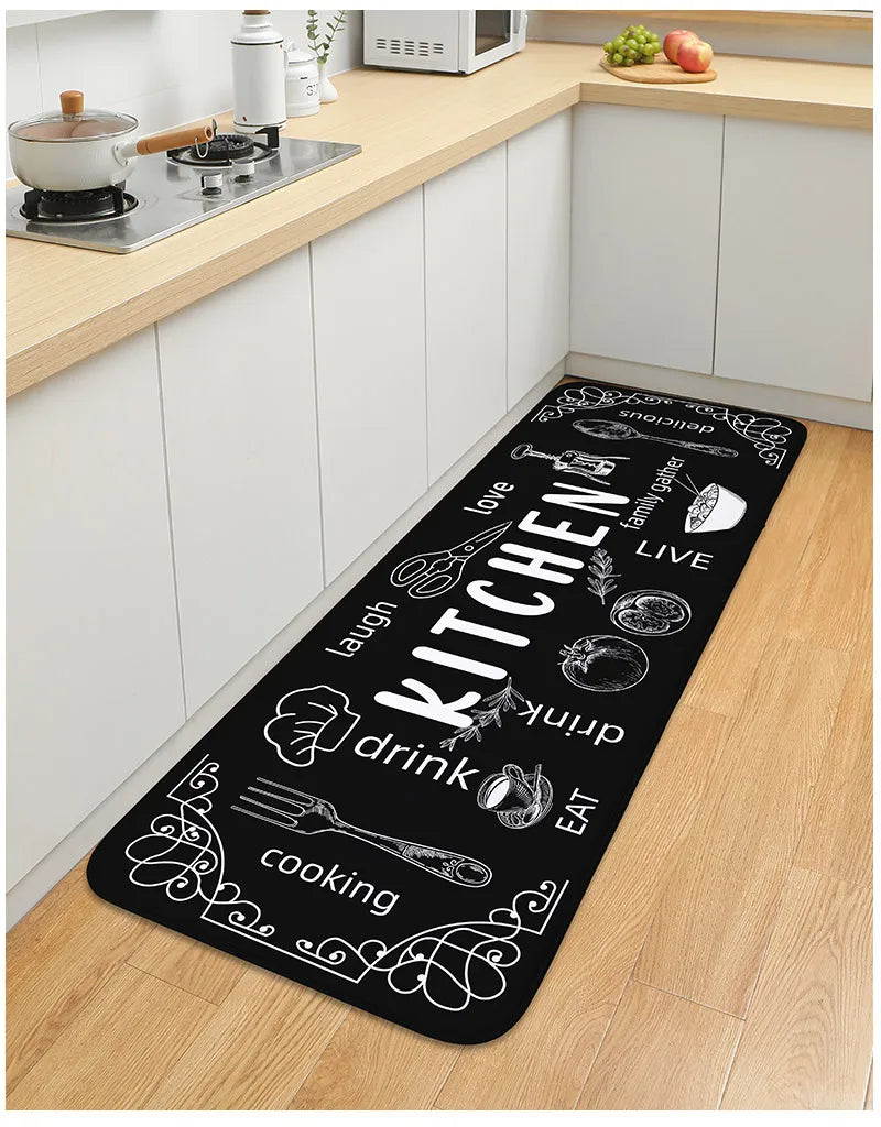 VIKAMA kitchen carpet washable, non-slip, absorbent floor mat, bathroom floor mat, absorbent kitchen mat, door mat, room decorat