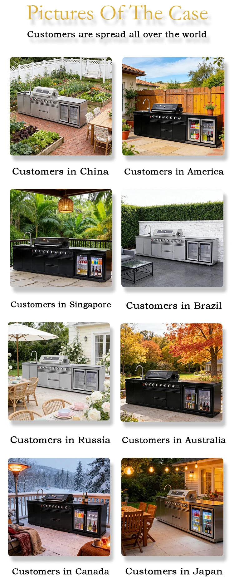 A Full Kitchen Suite Including Grill Cooktop Sink And Fridge With Waterproof Custom Outdoor Stainless Steel Cabinet For Backyard