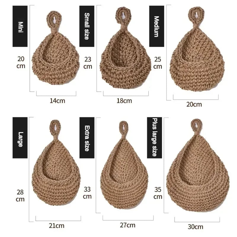 Handwoven Hanging Wall Fruit Vegetable Basket Organizer Container Decor for Kitchen Garden Mount Wall Flower Plant Onion Storage
