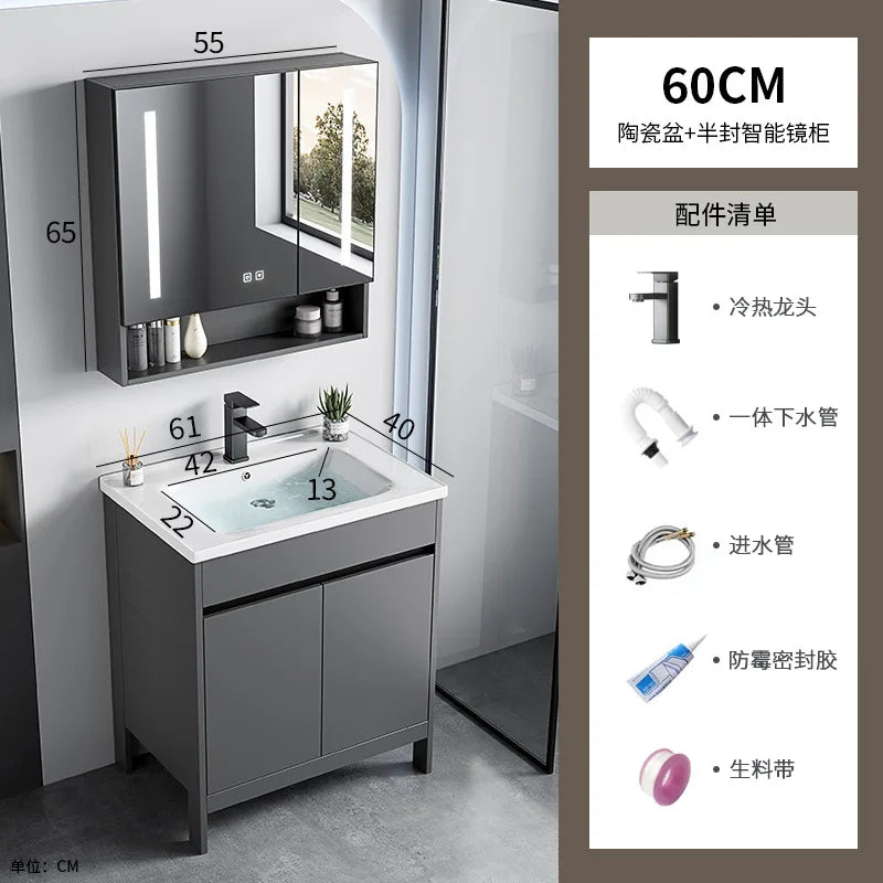 bathroom cabinet Combination bathroom Ceramic integrated double basin Deepening face washstand Customizable