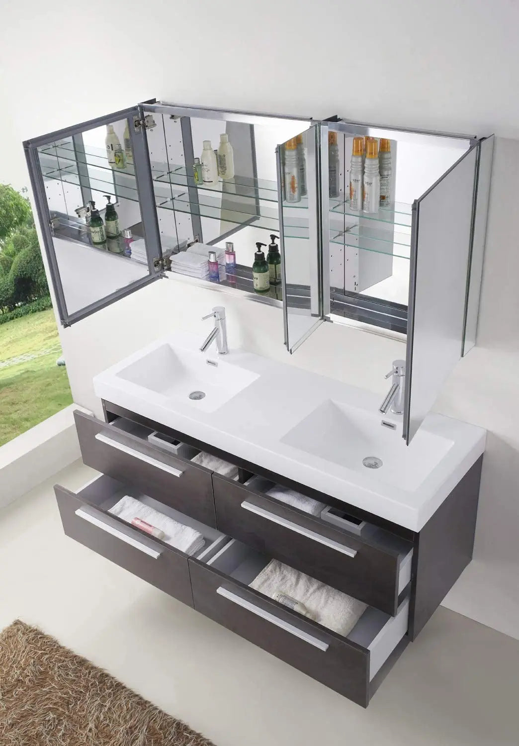 Wholesale High Quality Marble Bathroom Vanity White Unit Bathroom Furniture Poland Bathroom Cabinet