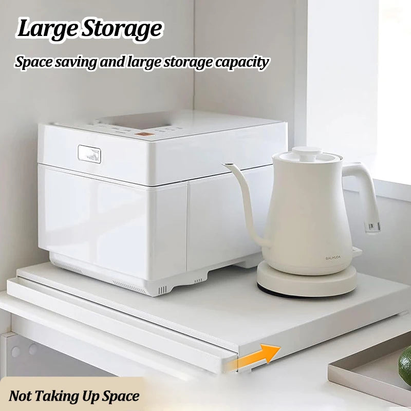 Kitchen Microwave Drawer Storage Rack Oven Tableware Bottom Pull-out Storage Shelf Partition Holders Kitchenware Organizer