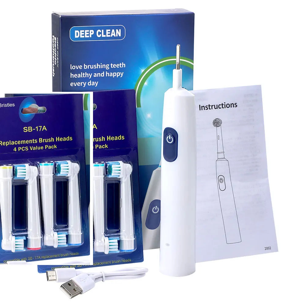 Smart Rotating Timing Electric Toothbrush, Rechargeable Rotary Toothbrush with 4 Heads, 5 Modes Setting Teeth Whitening Oral Car