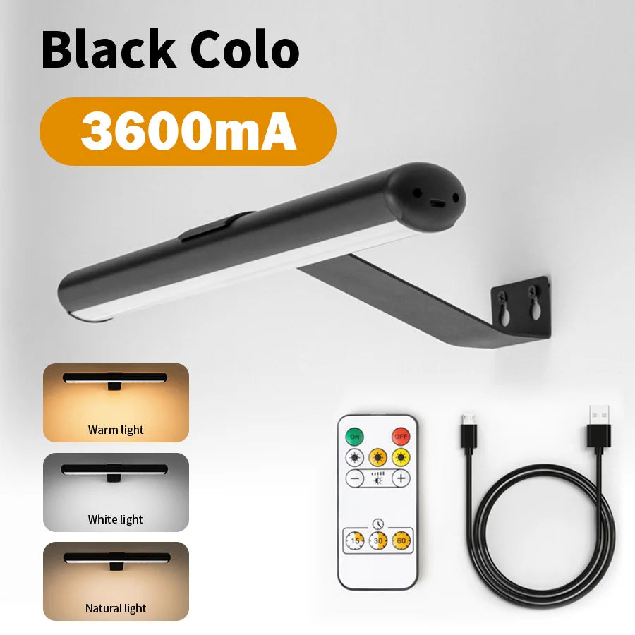 3600mAh LED Wall Light with Magnetic Suction Rechargeable Remote Control Three-Color Stepless Dimming Mirror Front Design
