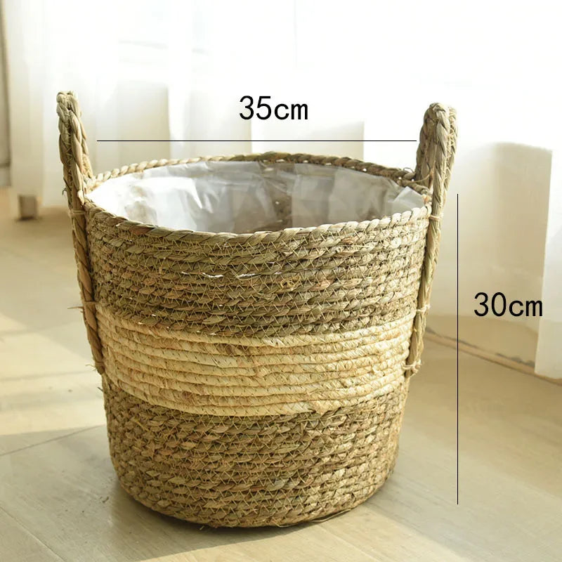 Natural Wicker Planter Basket  Flower Pot Rattan Straw Flower Basket For  Home Garden Decoration 20/25/30CM