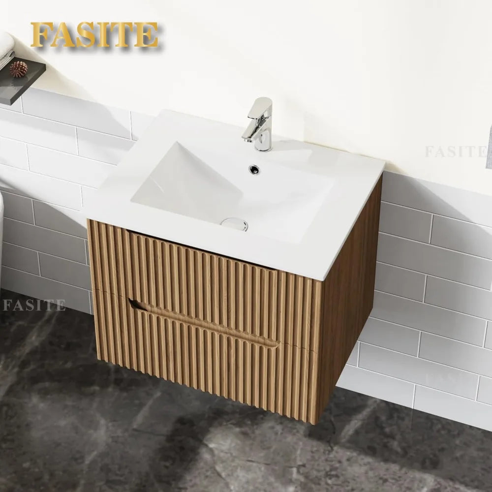 Postmodern Nordic Wall-Mount Bathroom Vanity With Basin Sink Floating Cabinet