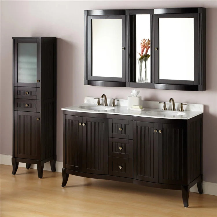 Luxury modern modular bathroom cabinet with smart mirror ceramic basin, wall-mounted vanity, eco-friendly
