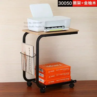 Iron Living Room Table, Movable Sofa Side Table, Corner Coffee Stand, Simple Wheel-Based Lazy Table, Mobile Furniture, 2-Layer