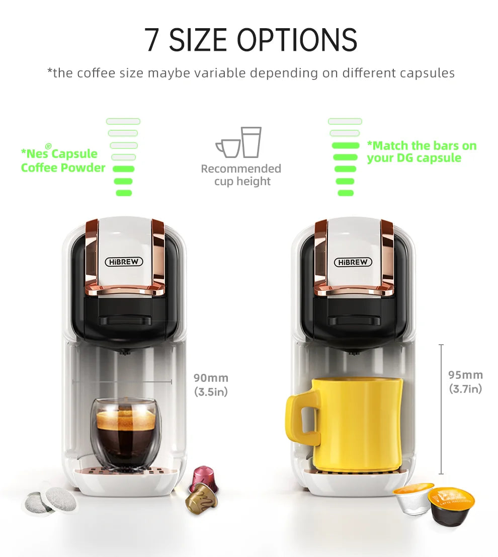 HiBREW Multiple Capsule Coffee Machine, Hot/Cold Dolce Gusto Milk Nespresso Capsule ESE Pod Ground Coffee Cafeteria 20Bar 5 in 1