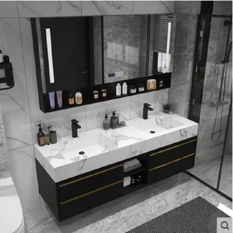 60-Inch double sink basin bathroom vanity, suitable for family hotel or apartment use