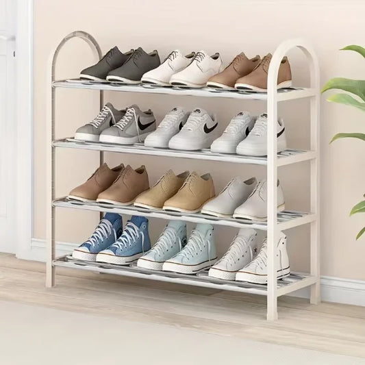 Multi Layer Shoe Rack, Shoe Storage Rack, Single Row Free Standing Shoe Rack, Metal Stackable Shoe Tower, Black Shoe Rack
