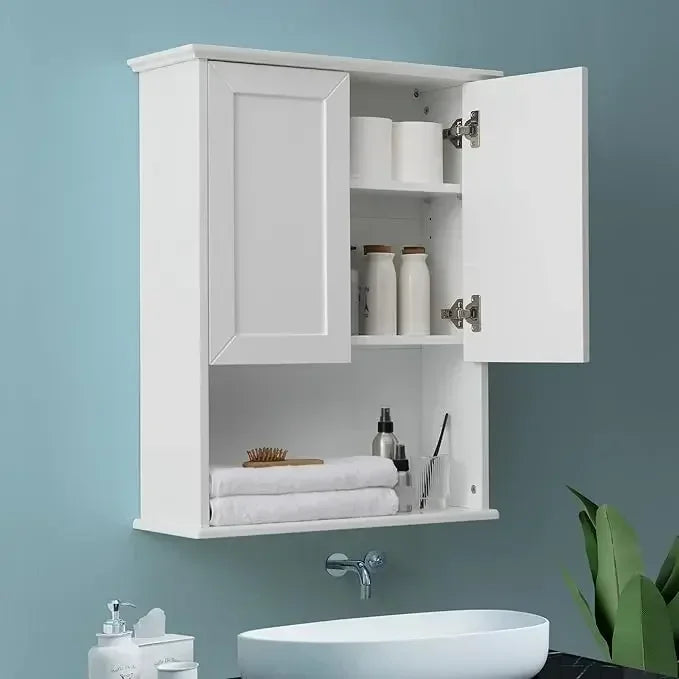 Hot-sellingwooden over-the-toilet wall cabinet with mdf material, 23x29", buffering hinges, and adjustable shelves