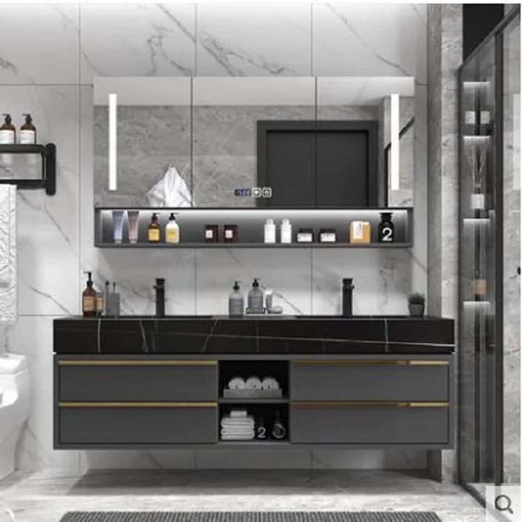 60-Inch double sink basin bathroom vanity, suitable for family hotel or apartment use