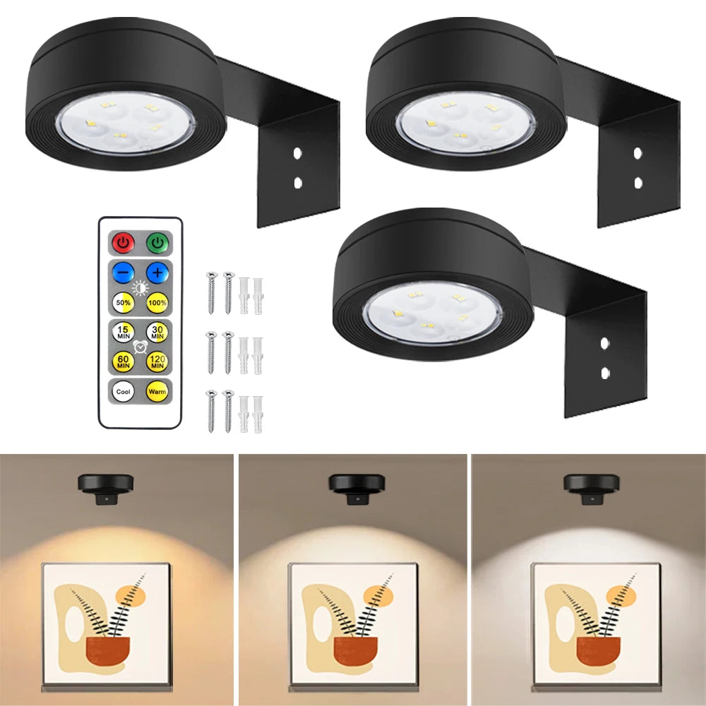 LED Night Light 3-Color Painting Light Closet Light Dimmable Brightness Rechargeable Touch Remote Control Night Light Pat Light