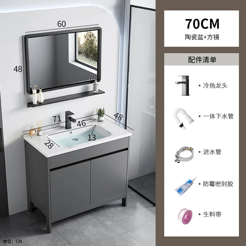 bathroom cabinet Combination bathroom Ceramic integrated double basin Deepening face washstand Customizable