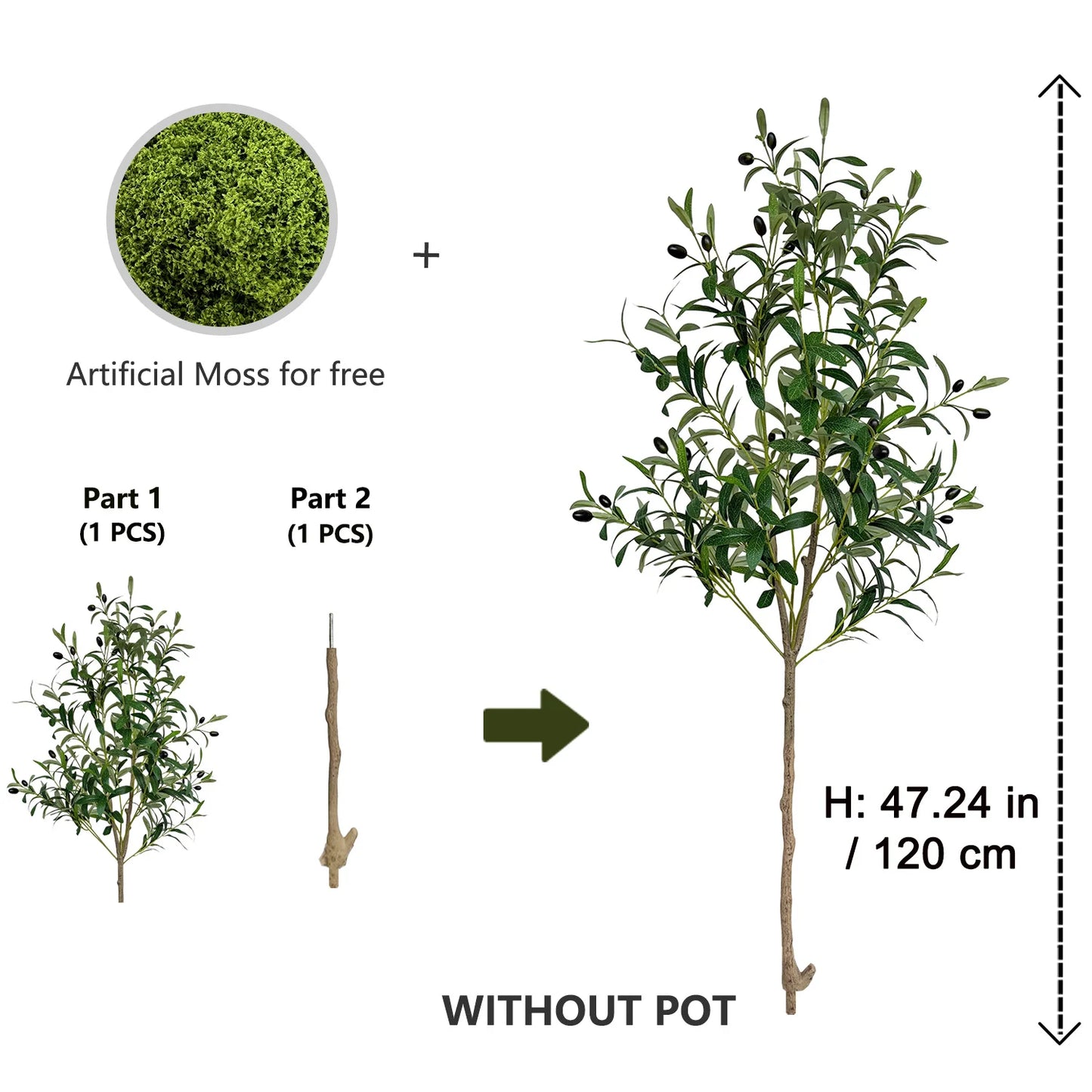 120-180CM Artificial Olive Tree Branch Without Pot Modern Minimalist Fake Plant for Home garden Living Room Balcony shops Decor