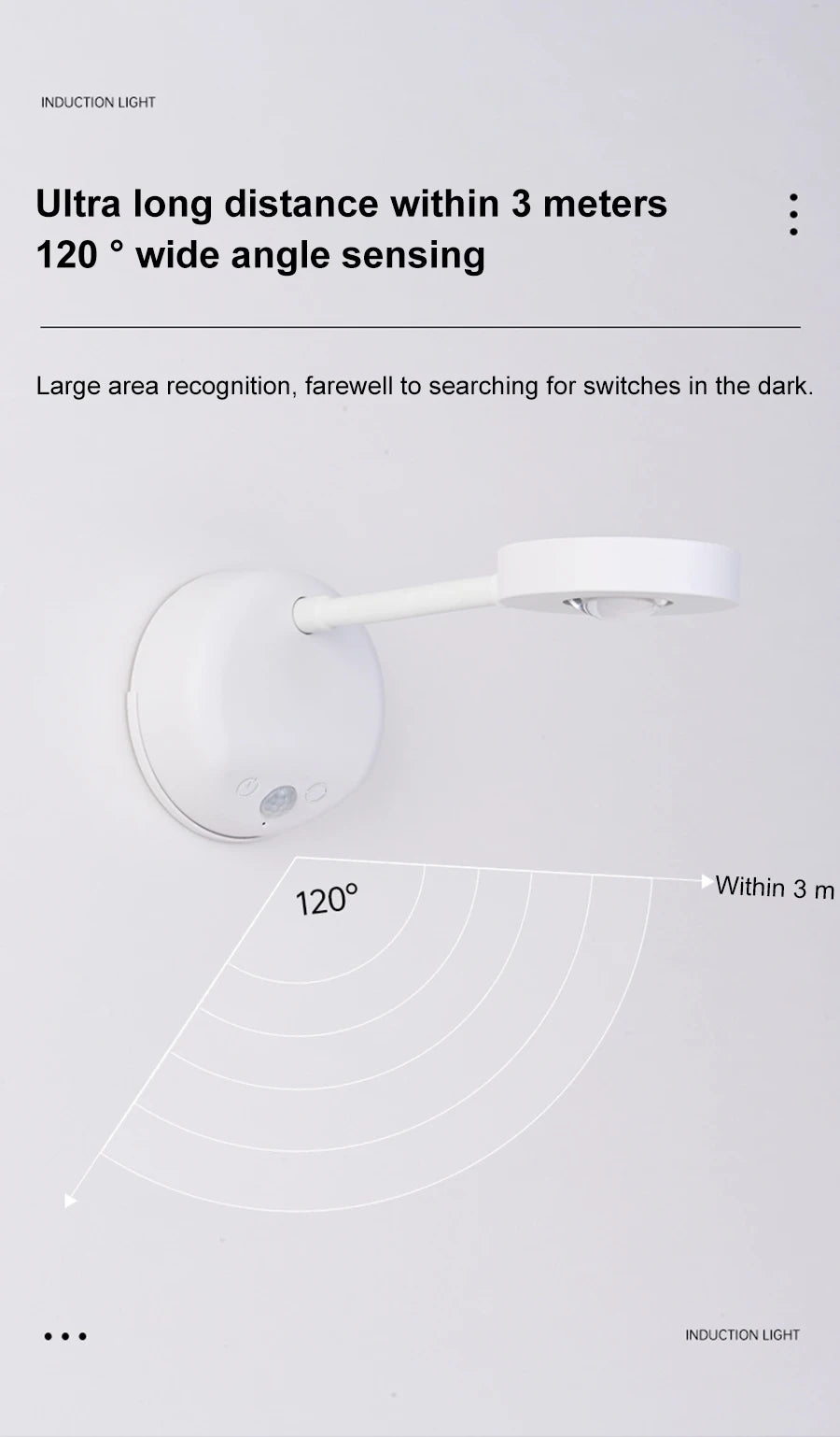 Wall Lamp Rechargeable Intelligent Human Sensing Wireless Night Light Dimmable LED Spotlights for Decoration Painting Lighting