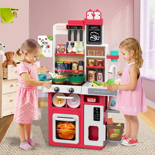 Kids Kitchen Play Set with Stove, Sink and Play Food - Toddler Play Kitchen with Sink and Play Food, Kids Play Kitchen Set, Esse
