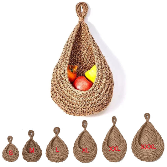 Handwoven Hanging Wall Fruit Vegetable Basket Organizer Container Decor for Kitchen Garden Mount Wall Flower Plant Onion Storage