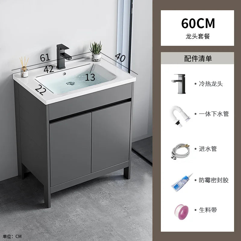 bathroom cabinet Combination bathroom Ceramic integrated double basin Deepening face washstand Customizable