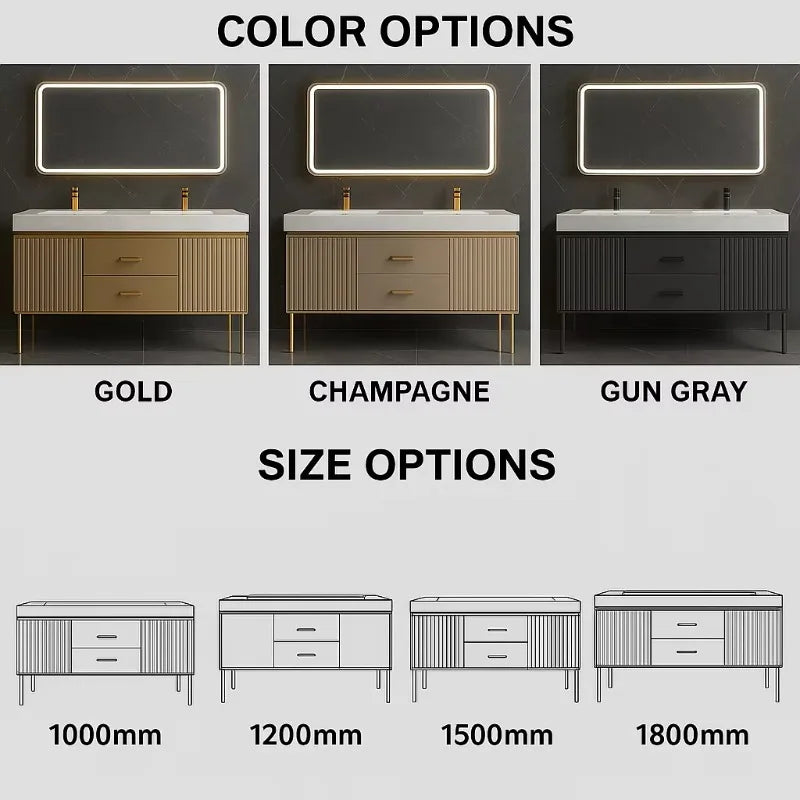 Luxury Countertop Double Basin Vanity Sink Bathroom Stainless Steel Marble Countertop Bathroom Cabinets Vanities