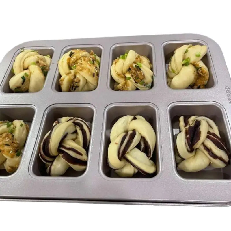 Non-Stick Baking Pan with 8 Molds, Home Use Mini Loaf Pans, Oven Compatible Toast, Muffin, and Cupcake Mold Baking Tools.