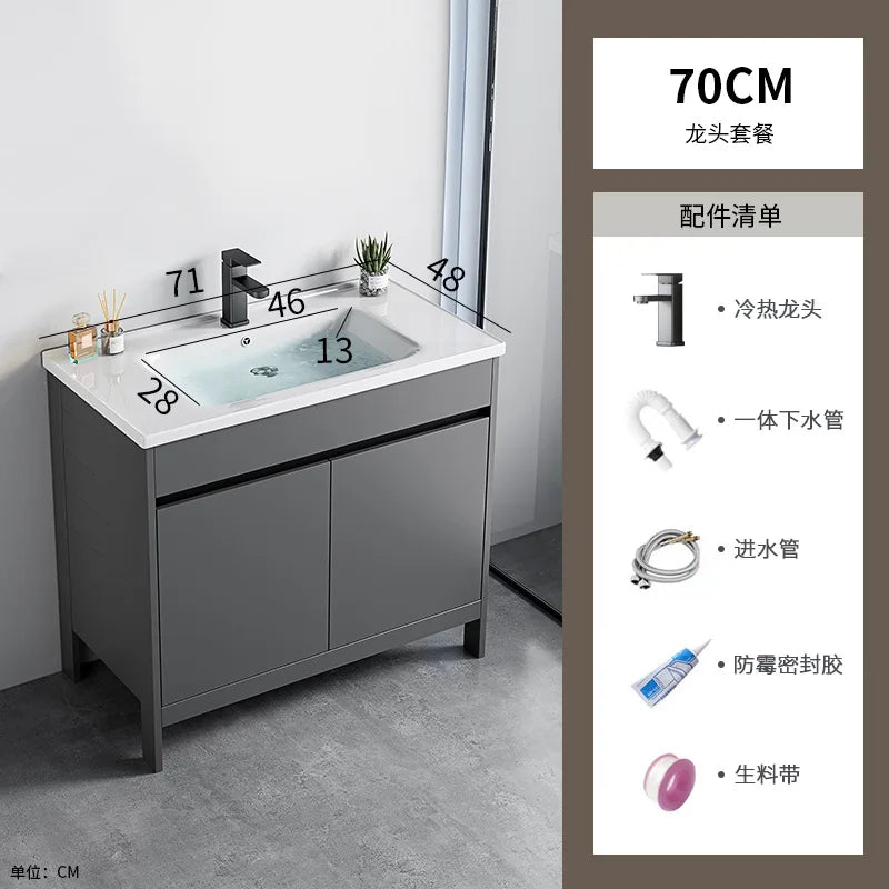 bathroom cabinet Combination bathroom Ceramic integrated double basin Deepening face washstand Customizable