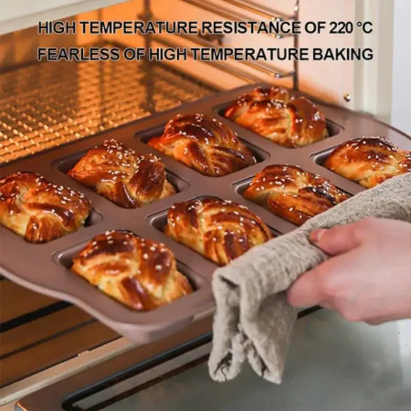 Non-Stick Baking Pan with 8 Molds, Home Use Mini Loaf Pans, Oven Compatible Toast, Muffin, and Cupcake Mold Baking Tools.