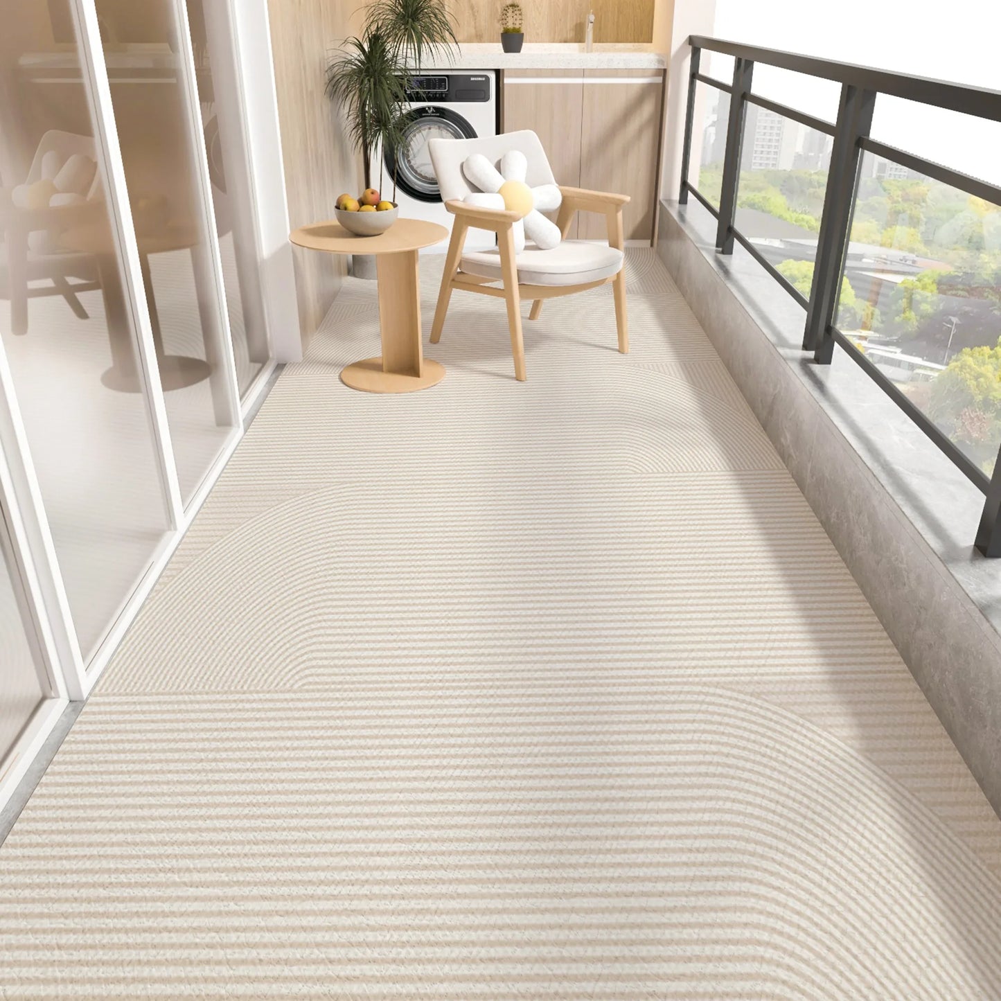 Balcony Floor Mat Pvc Leather Carpet Waterproof Non-slip Foot Mats Long Strip Big Size Rug Japanese Striped Home Decoration Rugs