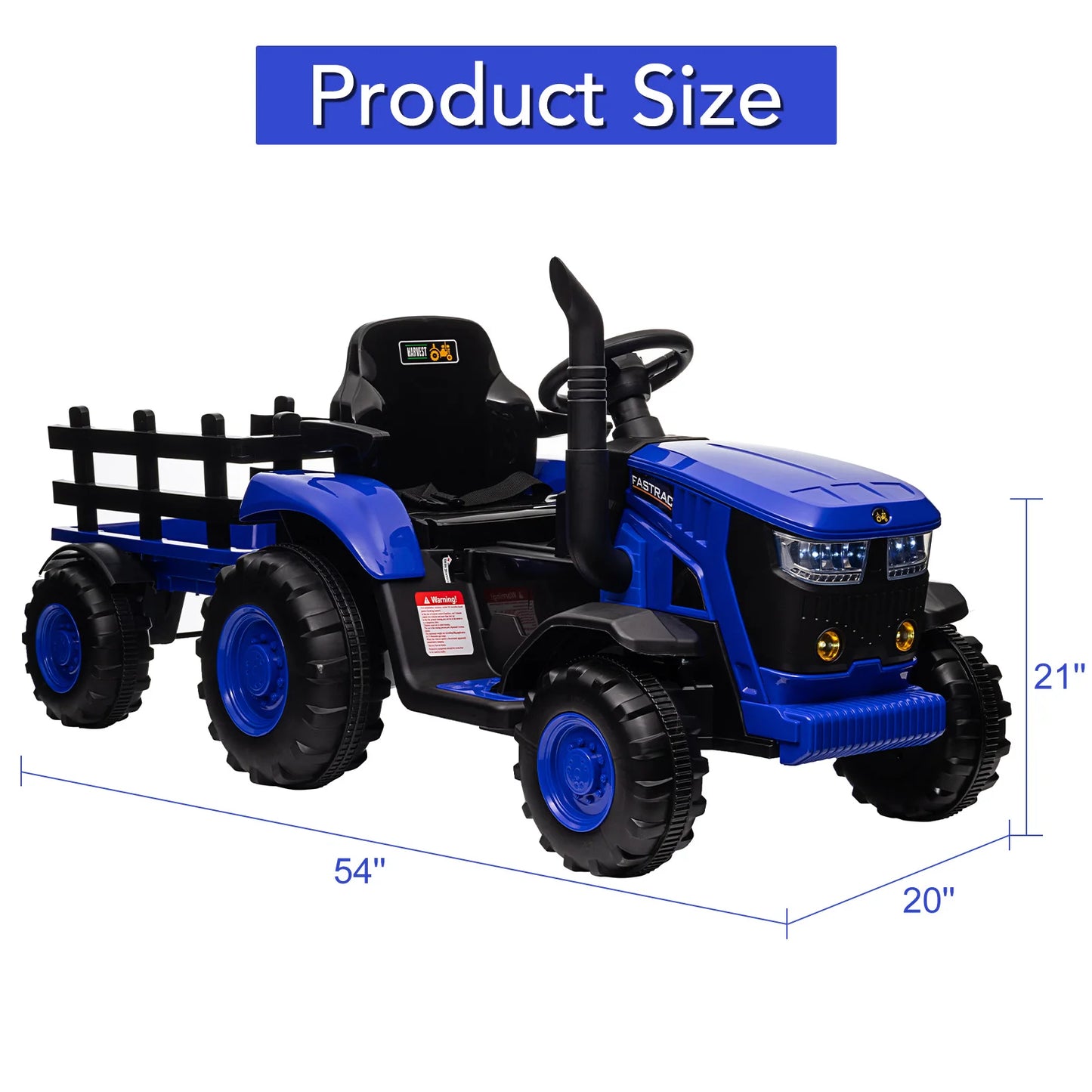 12V Kids Ride On Tractor Car Battery Powered Car Toy with Detachable Trailer,Remote Control,Music,Dual 35W Electric Vehicles