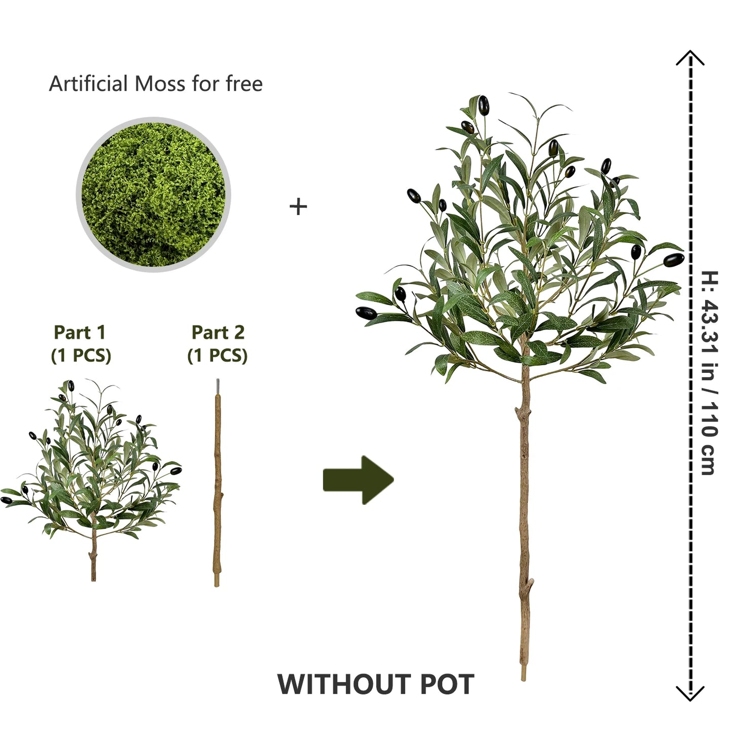 110-200CM Large Artificial Olive Plant tree Branches Without pot Faux plant Ornament indoor Faux Plant for Home garden Decor