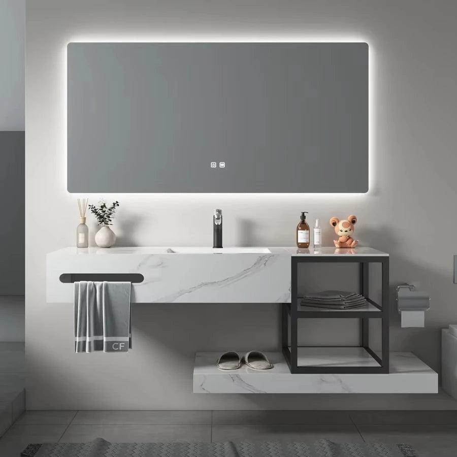Bath Room Cabinet Set Vanity Home Or Hotel Bathroom With Led Light Makeup Mirror Basin Vanities Lighting