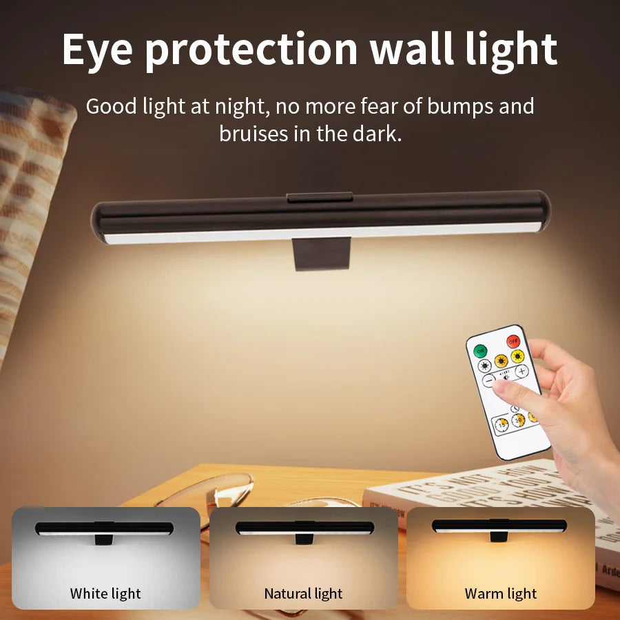 3600mAh LED Wall Light with Magnetic Suction Rechargeable Remote Control Three-Color Stepless Dimming Mirror Front Design