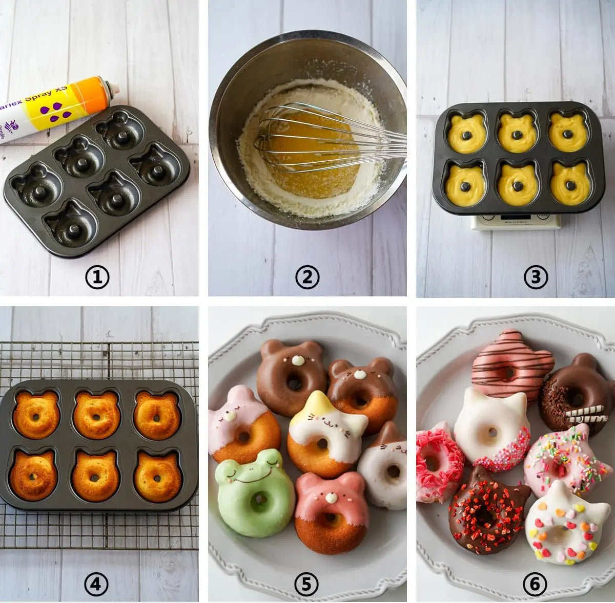 Donut Baking Pan Cat & Bear-Shaped Non-Stick Carbon Steel Doughnut Mold Muffin Cake Pan for Dessert Pastry DIY Kitchen Accessory