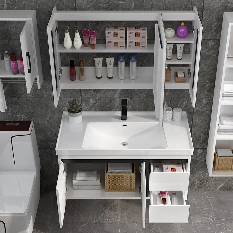 Wholesale High Quality Marble Bathroom Vanity White Unit Bathroom Furniture Poland Bathroom Cabinet