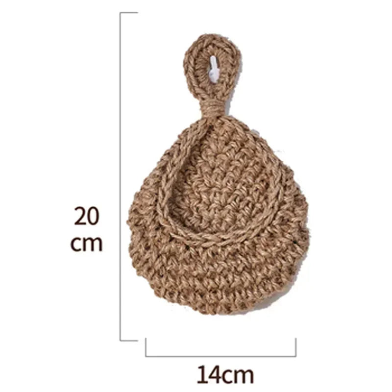 Handwoven Hanging Wall Fruit Vegetable Basket Organizer Container Decor for Kitchen Garden Mount Wall Flower Plant Onion Storage