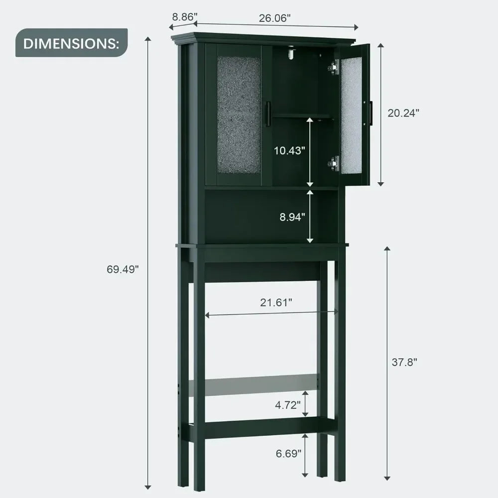 Bestsellerover the toilet storage cabinet, over toilet storage with glass doors and adjustable shelf, thicken frame above the to