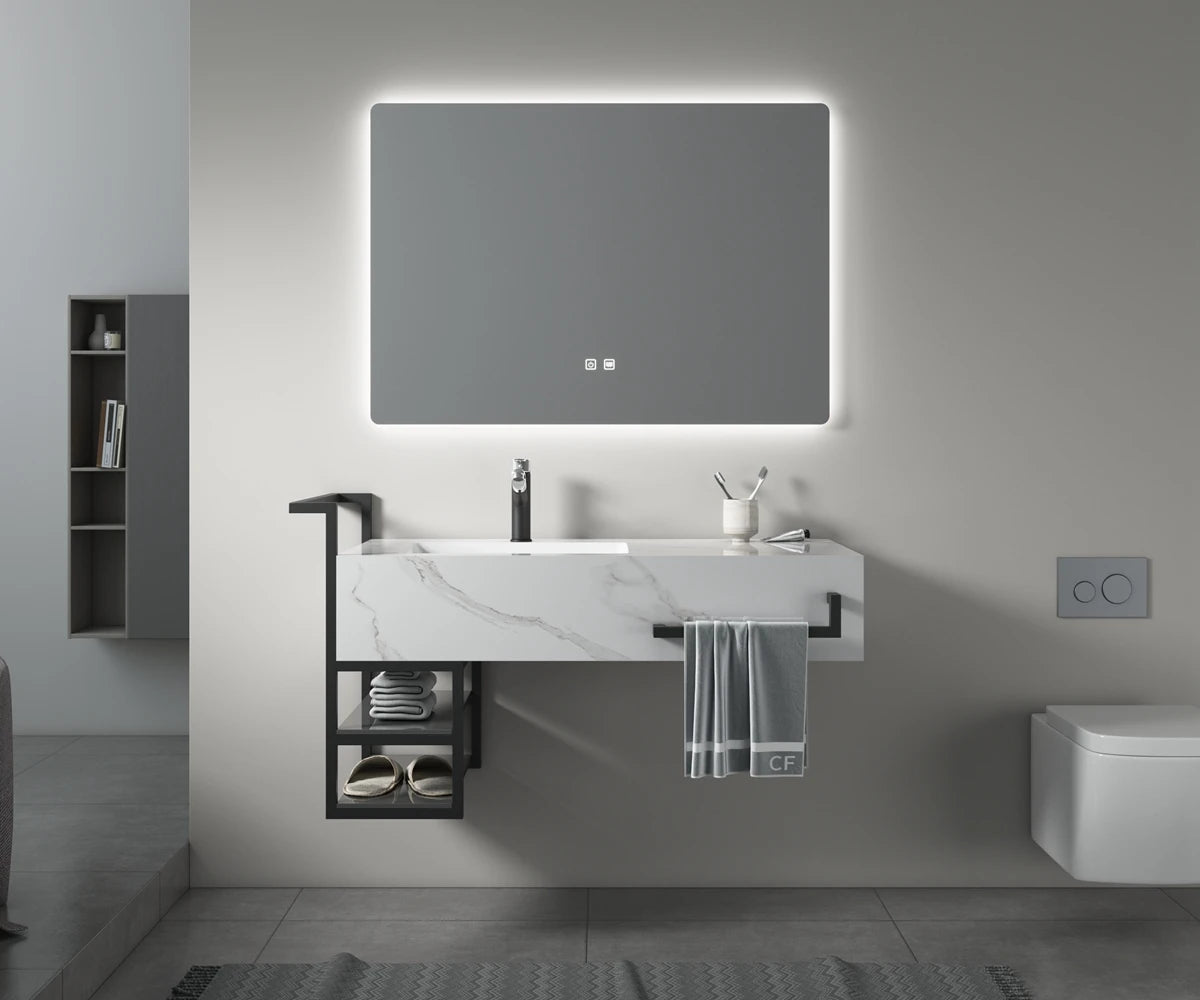 Bath Room Cabinet Set Vanity Home Or Hotel Bathroom With Led Light Makeup Mirror Basin Vanities Lighting
