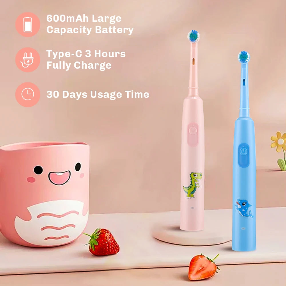 Smart Rotating Timing Electric Toothbrush, Rechargeable Rotary Toothbrush with 4 Heads, 5 Modes Setting Teeth Whitening Oral Car