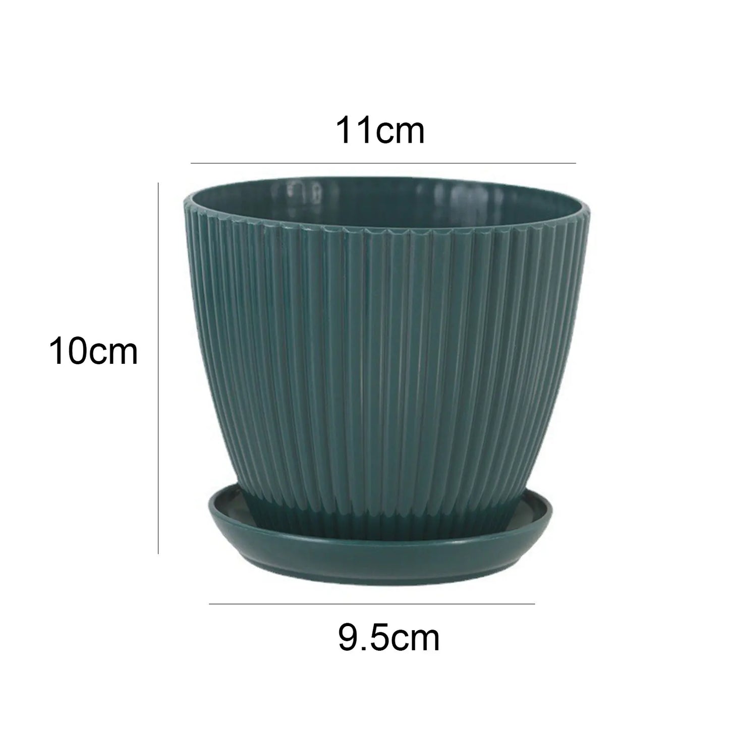 Plastic Flower Pot Succulent Plant Pot with Tray Green Dill Round Double Layer Small Flowerpot Home Office Desktop Decoration